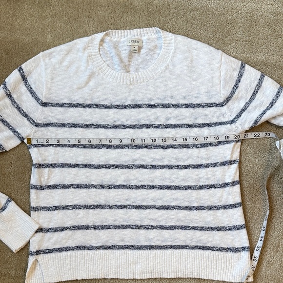J. Crew Factory White and Navy Striped Beach Sweater - Picture 7 of 7